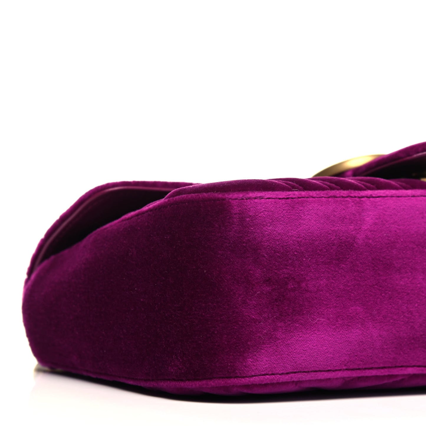 Velvet Matelasse Small GG Marmont Shoulder Bag Fuchsia Violet Cyclamen