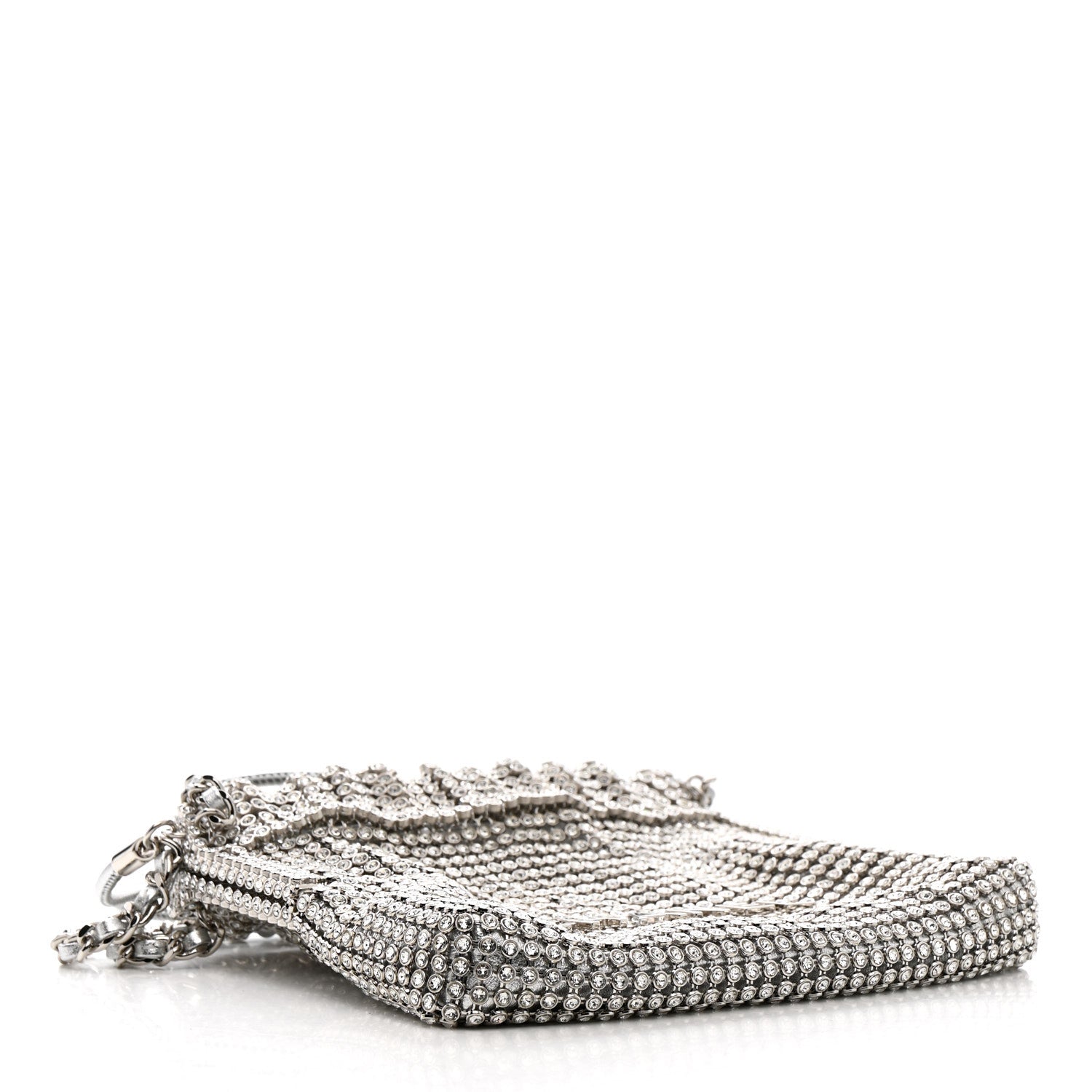 Chanel Crystal Embellished Metallic Lambskin Mini Chanel 22 Silver 3 of 11