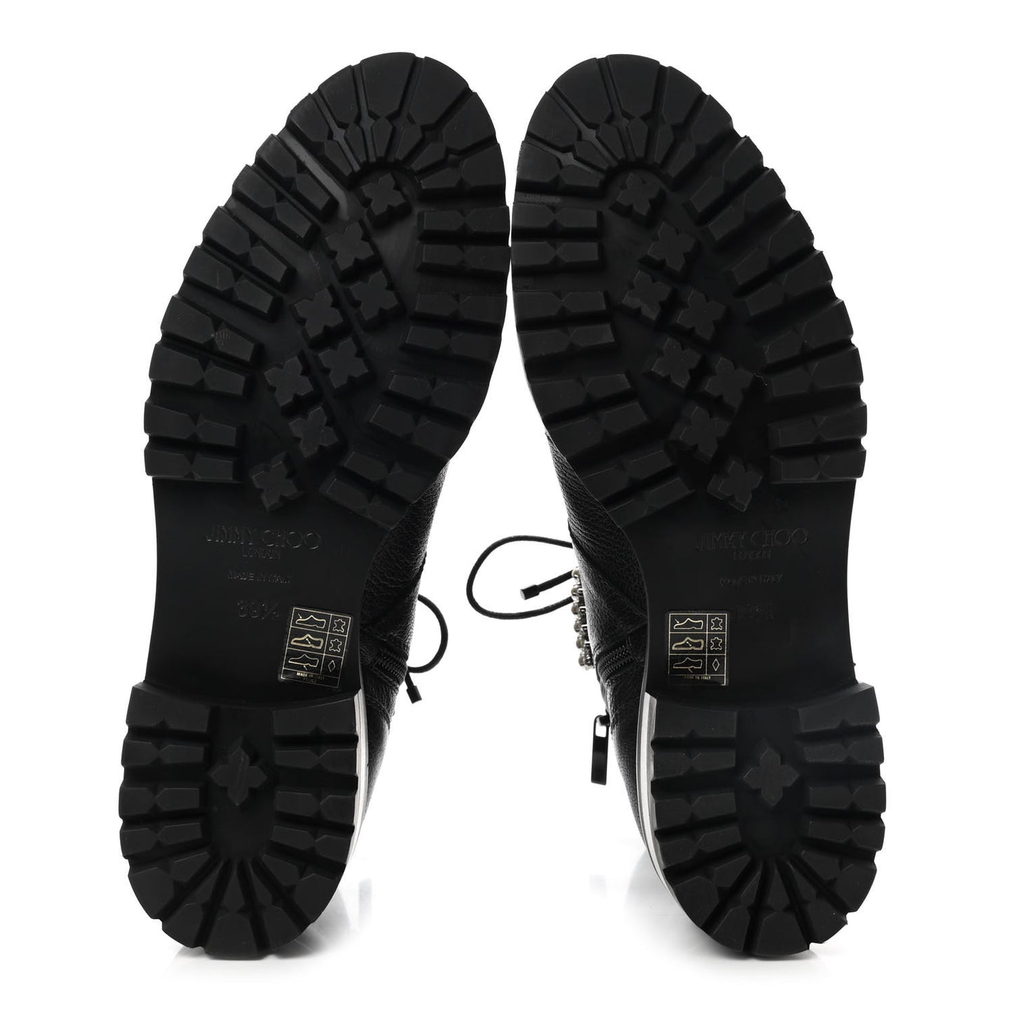 Grained Calfskin Crystal Embellished Cruz Combat Boots 39.5 Black