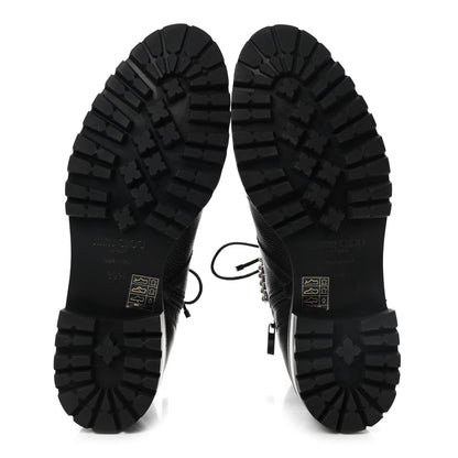 Jimmy Choo Grained Calfskin Crystal Embellished Cruz Combat Boots 39.5 Black 5 of 7