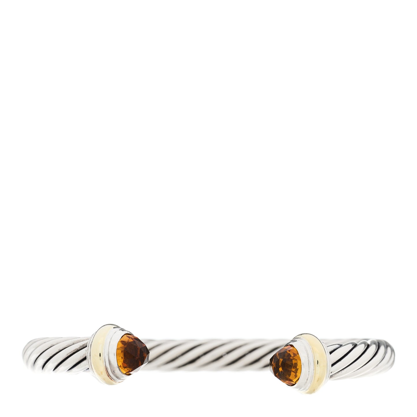 Sterling Silver 14K Yellow Gold Citrine 7mm Cable Classics Bracelet