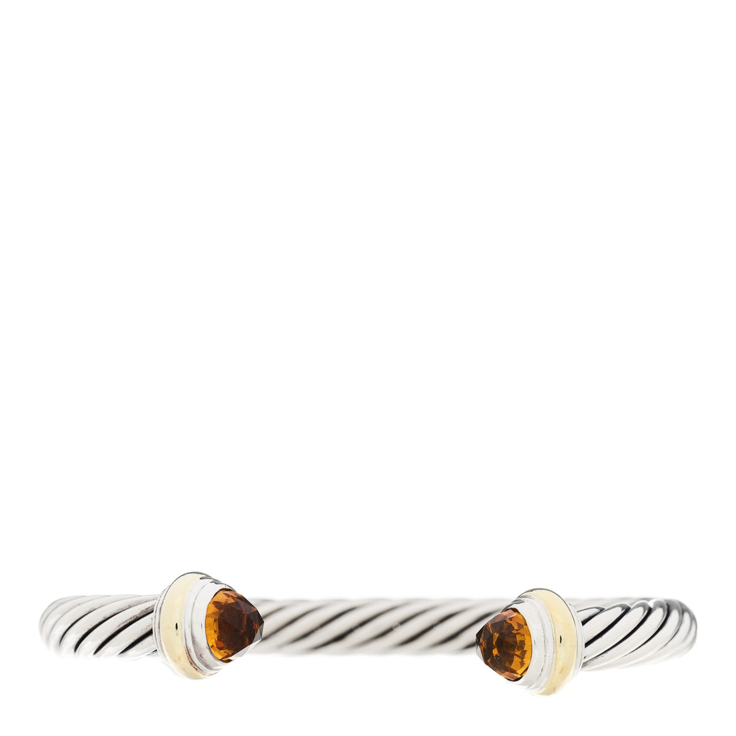 David Yurman Sterling Silver 14K Yellow Gold Citrine 7mm Cable Classics Bracelet 1 of 3