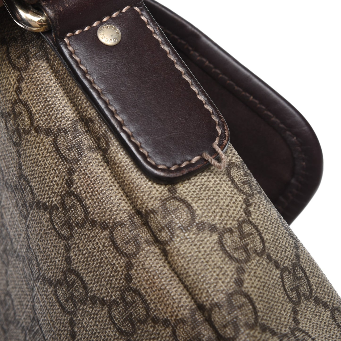 GG Supreme Monogram Selleria Calfskin Small Flap Messenger Bag Beige Ebony Cocoa Dark Chocolate