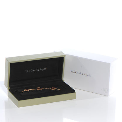 Van Cleef & Arpels 18K Rose Gold Letterwood 5 Motifs Vintage Alhambra Bracelet 5 of 9