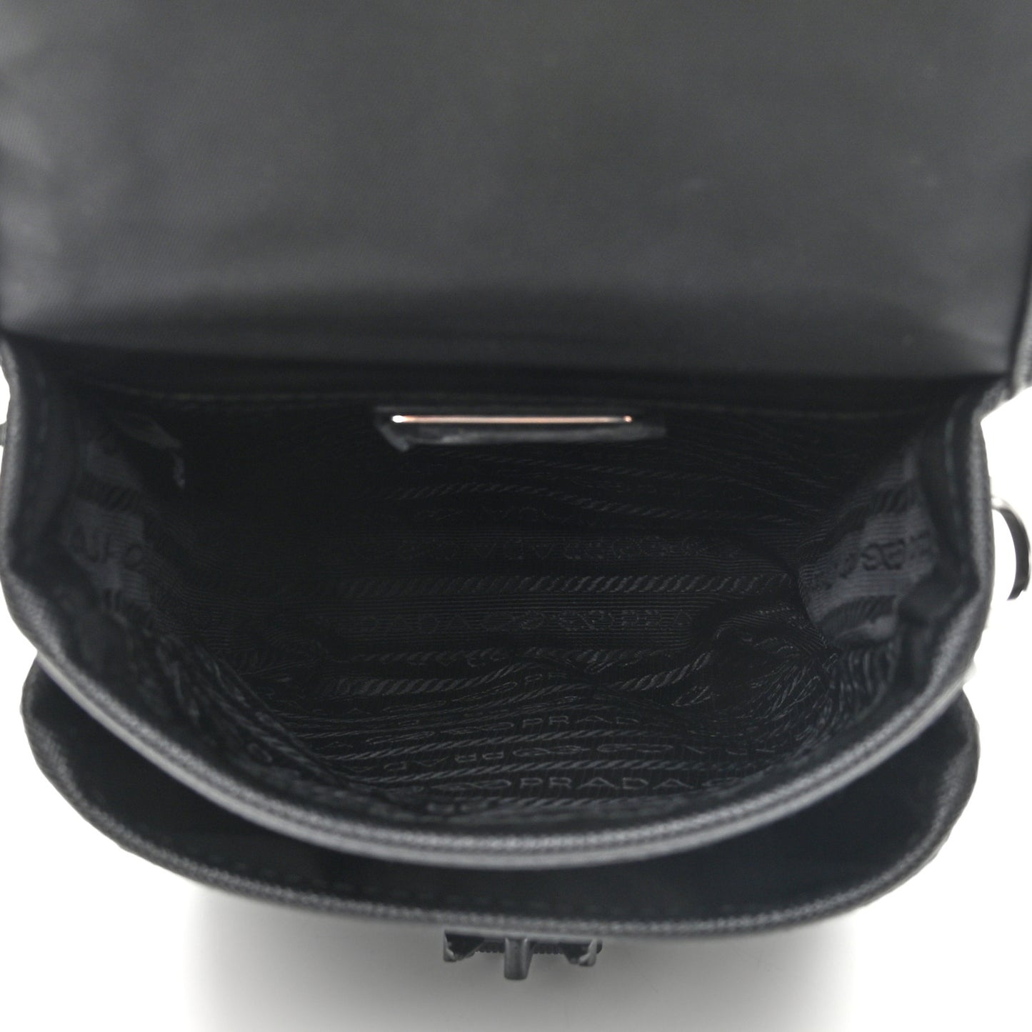 Re-Nylon Saffiano Mini Pocket Single Snap Buckle Messenger Bag Black
