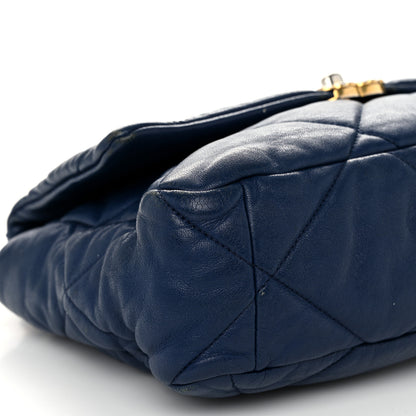 Chanel Goatskin Quilted Large Chanel 19 Flap Dark Blue 9 of 15
