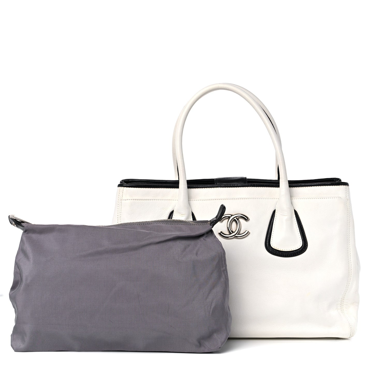 Lambskin Executive Cerf Shopper Tote White