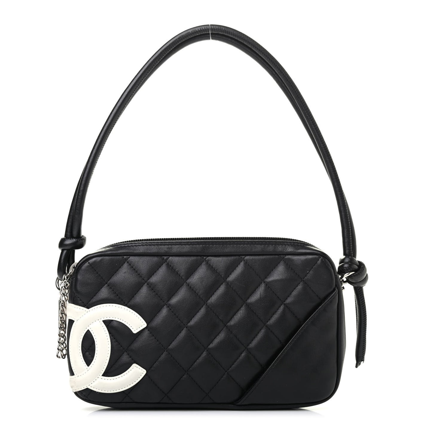 Calfskin Quilted Cambon Pochette Black White