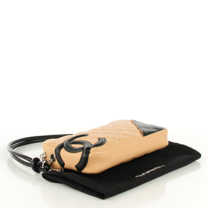 Chanel Calfskin Quilted Cambon Pochette Beige Black 4 of 8