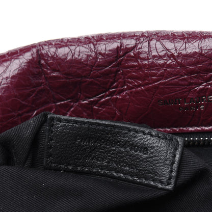 Saint Laurent Crinkled Calfskin Matelasse Monogram Medium Niki Chain Satchel Burgundy 7 of 17