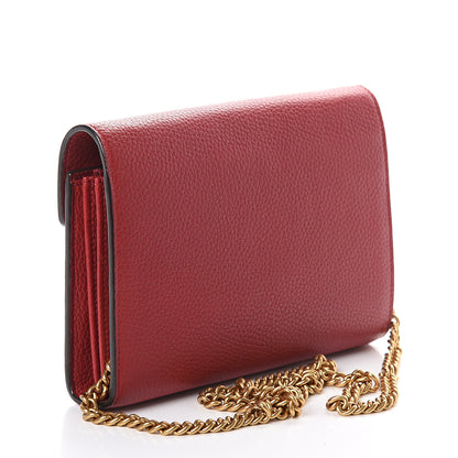 Gucci Calfskin GG Marmont Chain Wallet Vulcanic Red 2 of 7