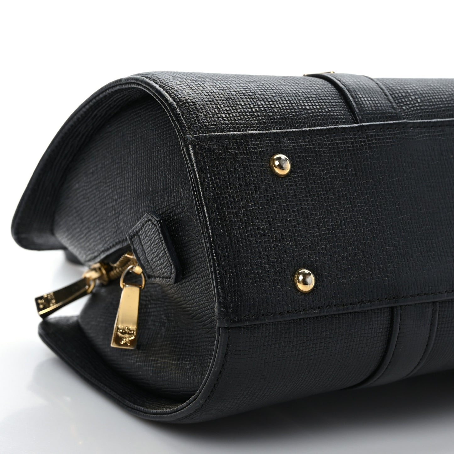 Calfskin Studded Barrel Bag Black