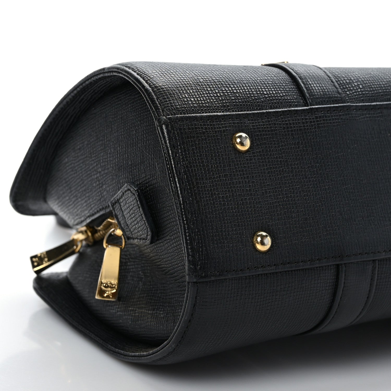 MCM Calfskin Studded Barrel Bag Black 7 of 8