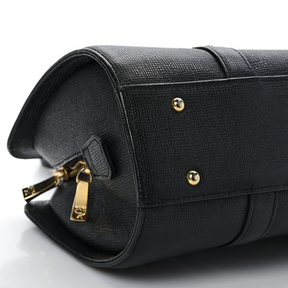 MCM Calfskin Studded Barrel Bag Black 7 of 8