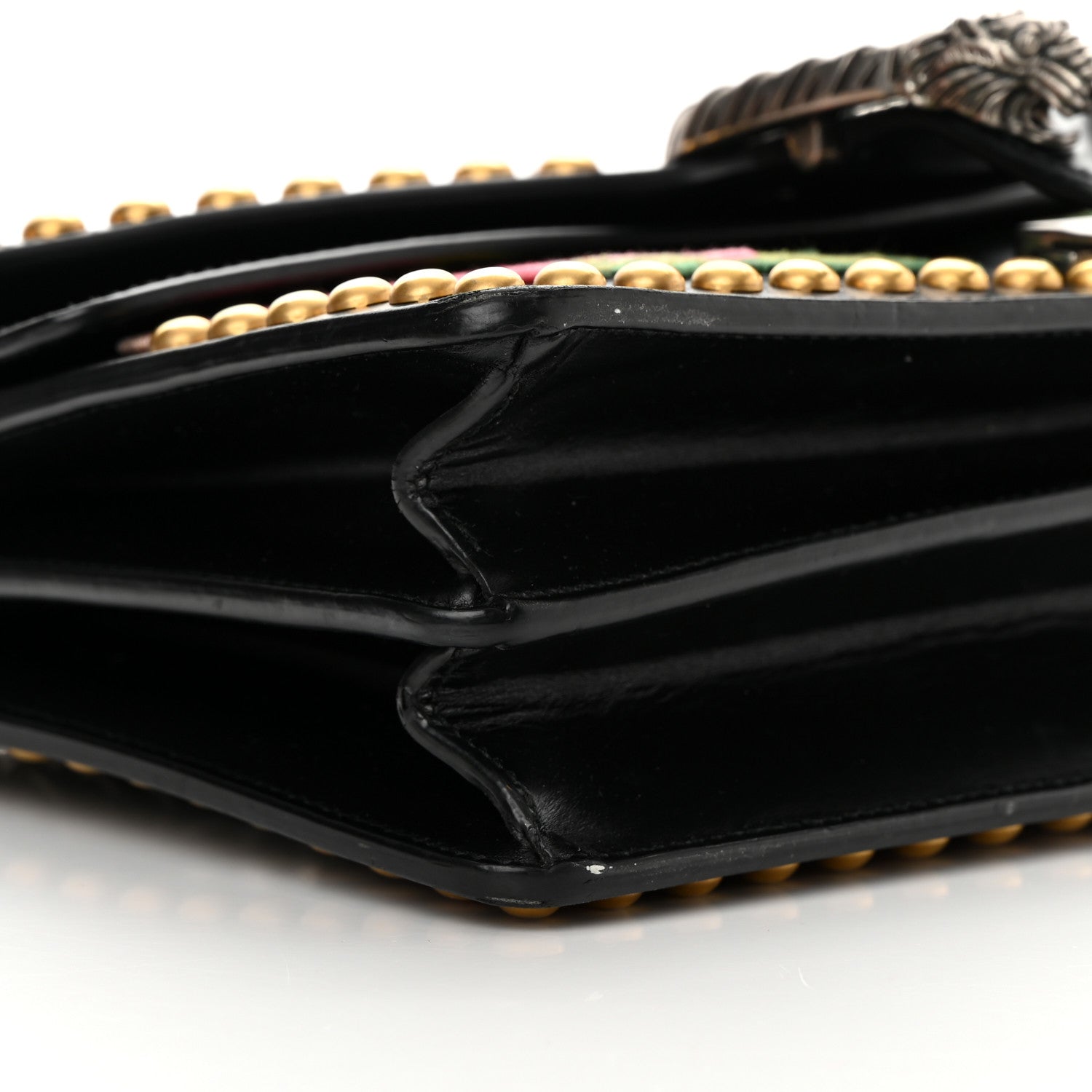 Gucci Calfskin Floral Embroidered Studded Small Dionysus Shoulder Bag Black 9 of 20