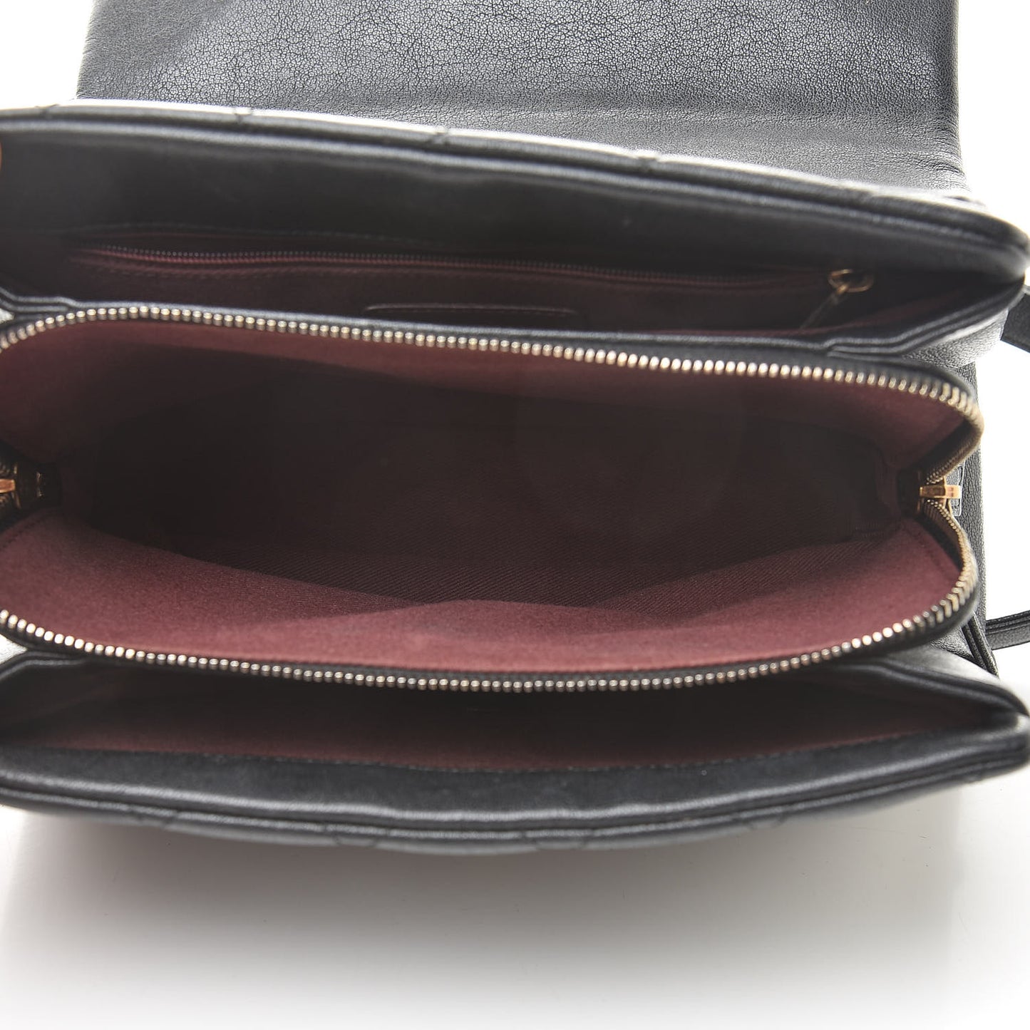 Shiny Sheepskin Quilted Small Trapezio Flap Black