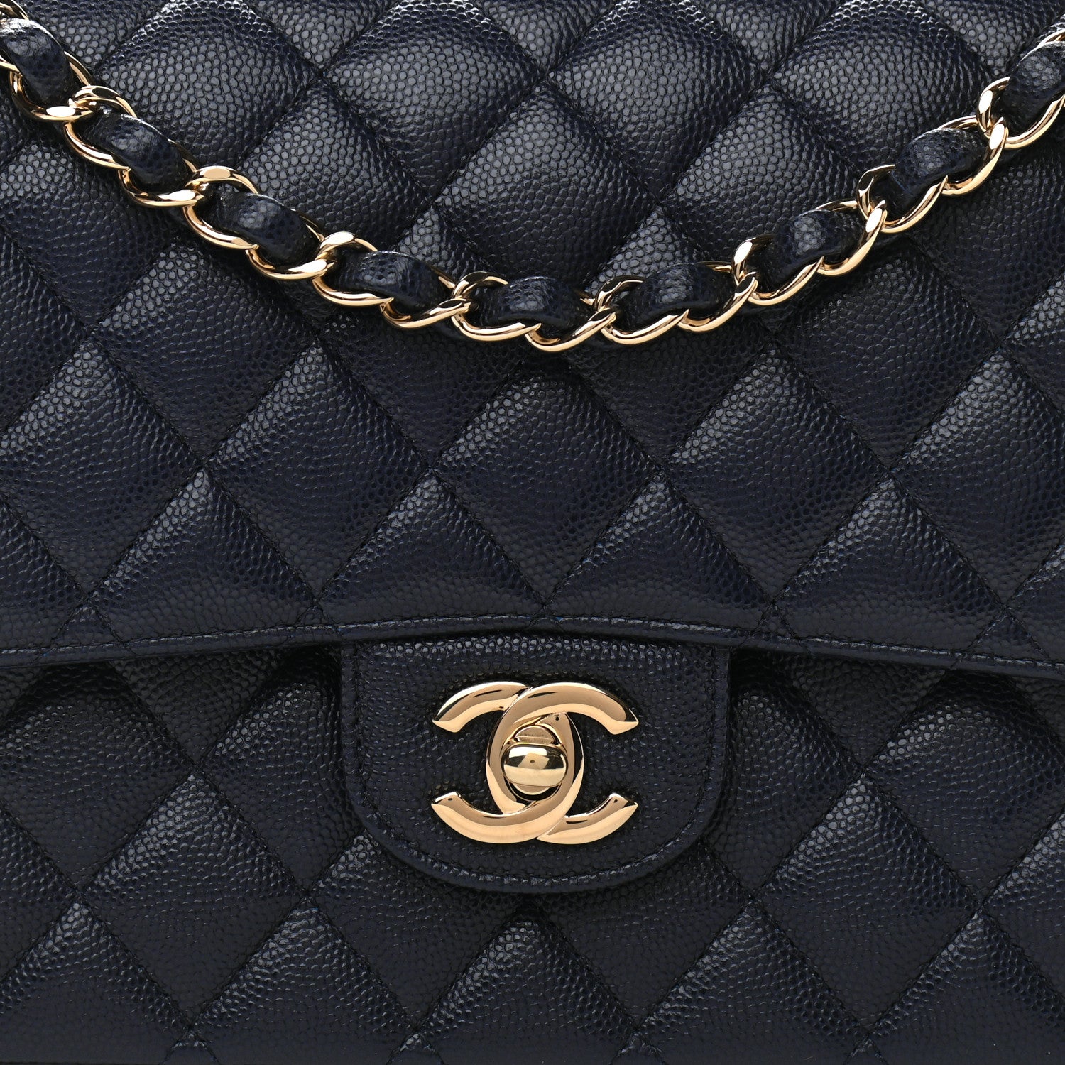 Chanel Caviar Quilted Medium Double Flap Navy 8 of 12