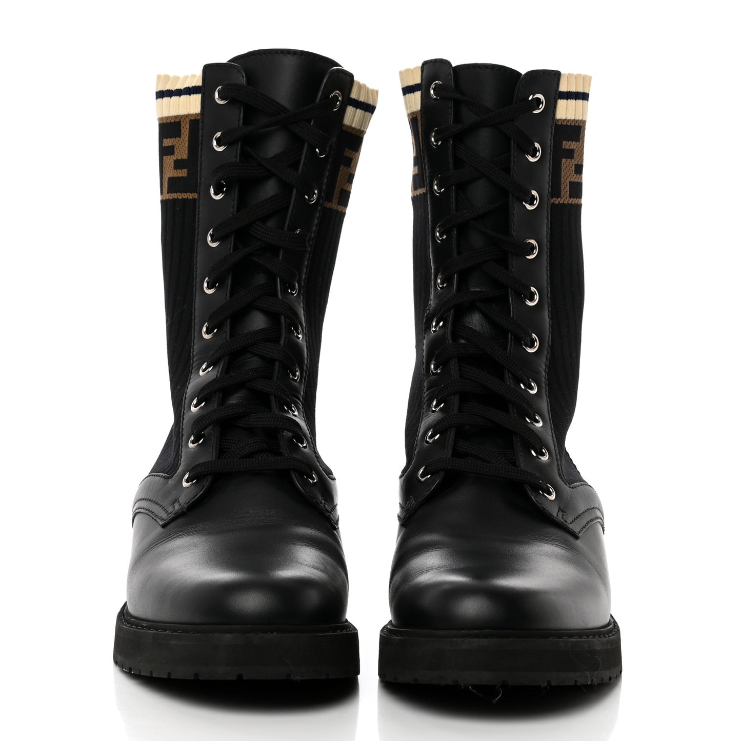 Calfskin Stretch Fabric Rockoko Biker Boots 41 Tobacco Black Marino