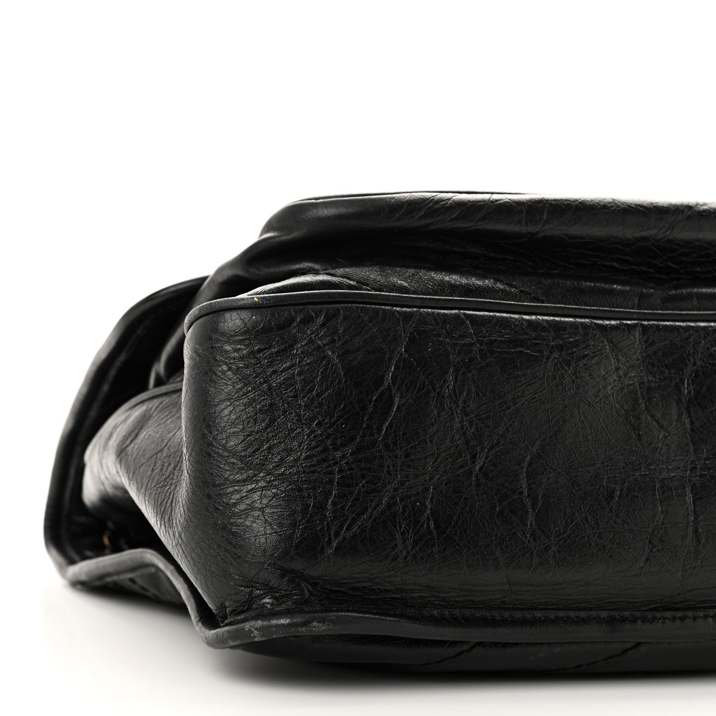 Crinkled Calfskin Matelasse Monogram Medium Niki Chain Satchel Black