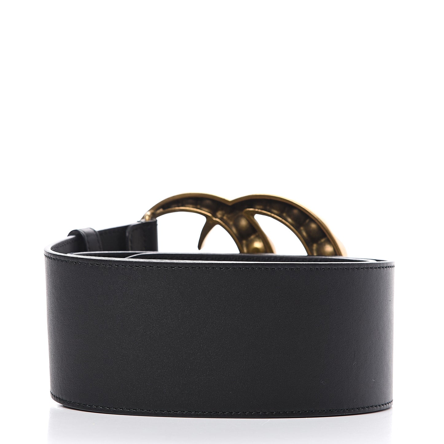 Moon Calfskin Pearl Double G 70mm Belt 75 30 Black Cream