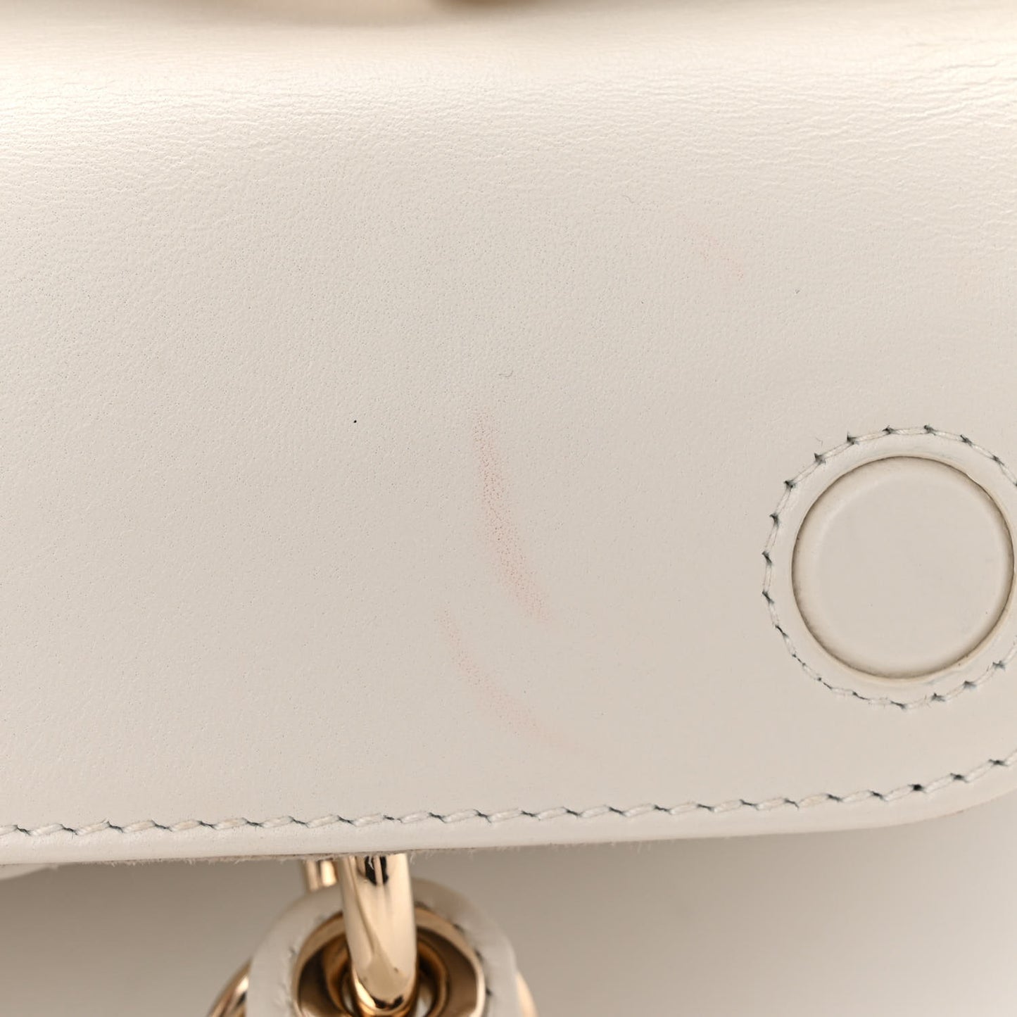 Lambskin Cannage Heart Medium Lady D-Joy White