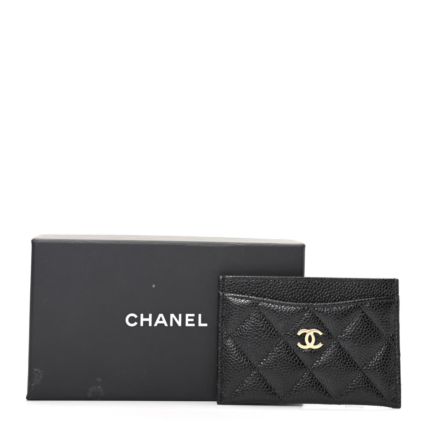 Caviar Quilted Card Holder Black