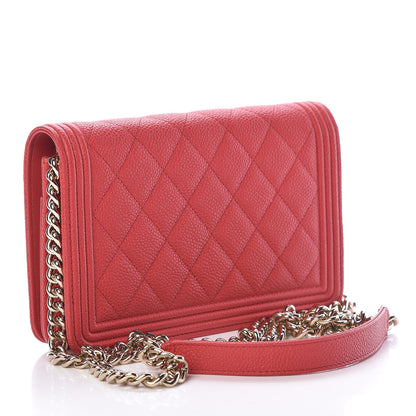 Chanel Caviar Quilted Boy Wallet On Chain WOC Red 3 of 14