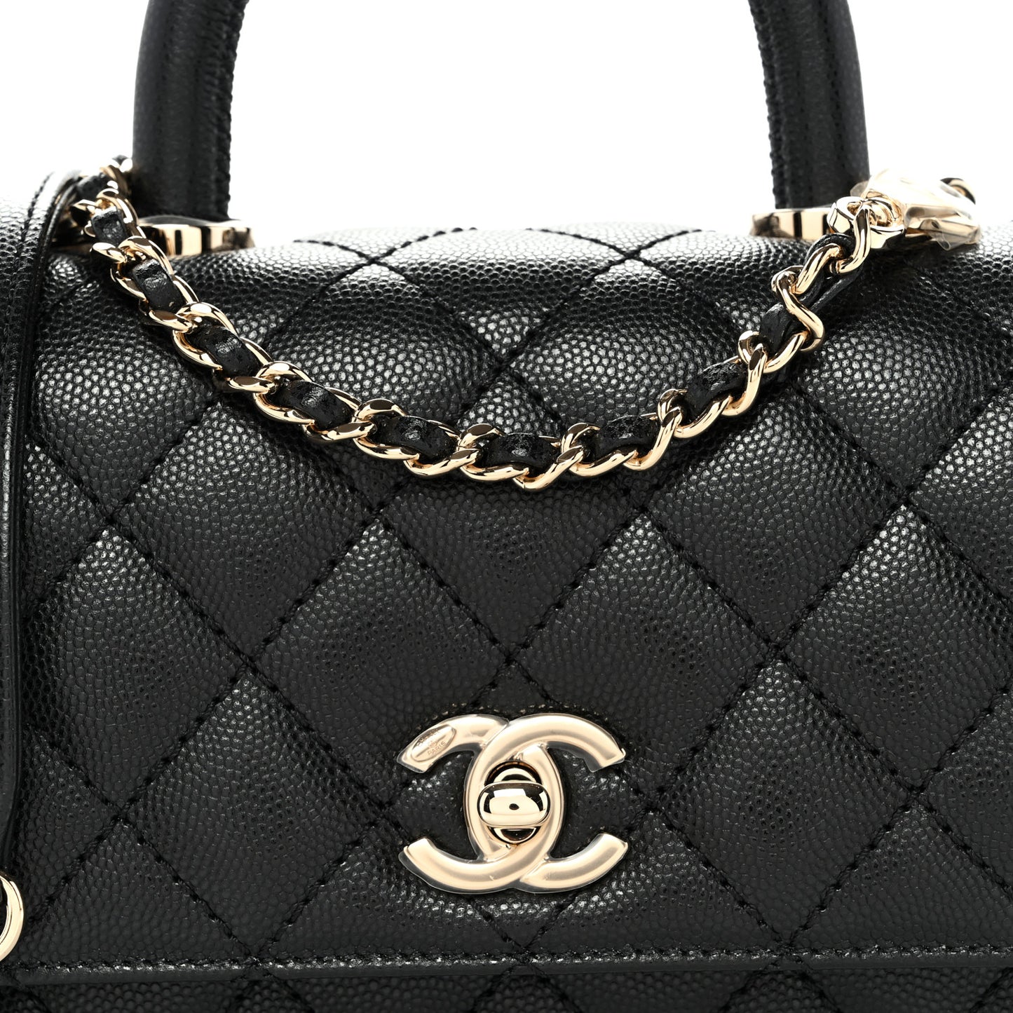 Caviar Quilted Extra Mini Coco Handle Flap Black