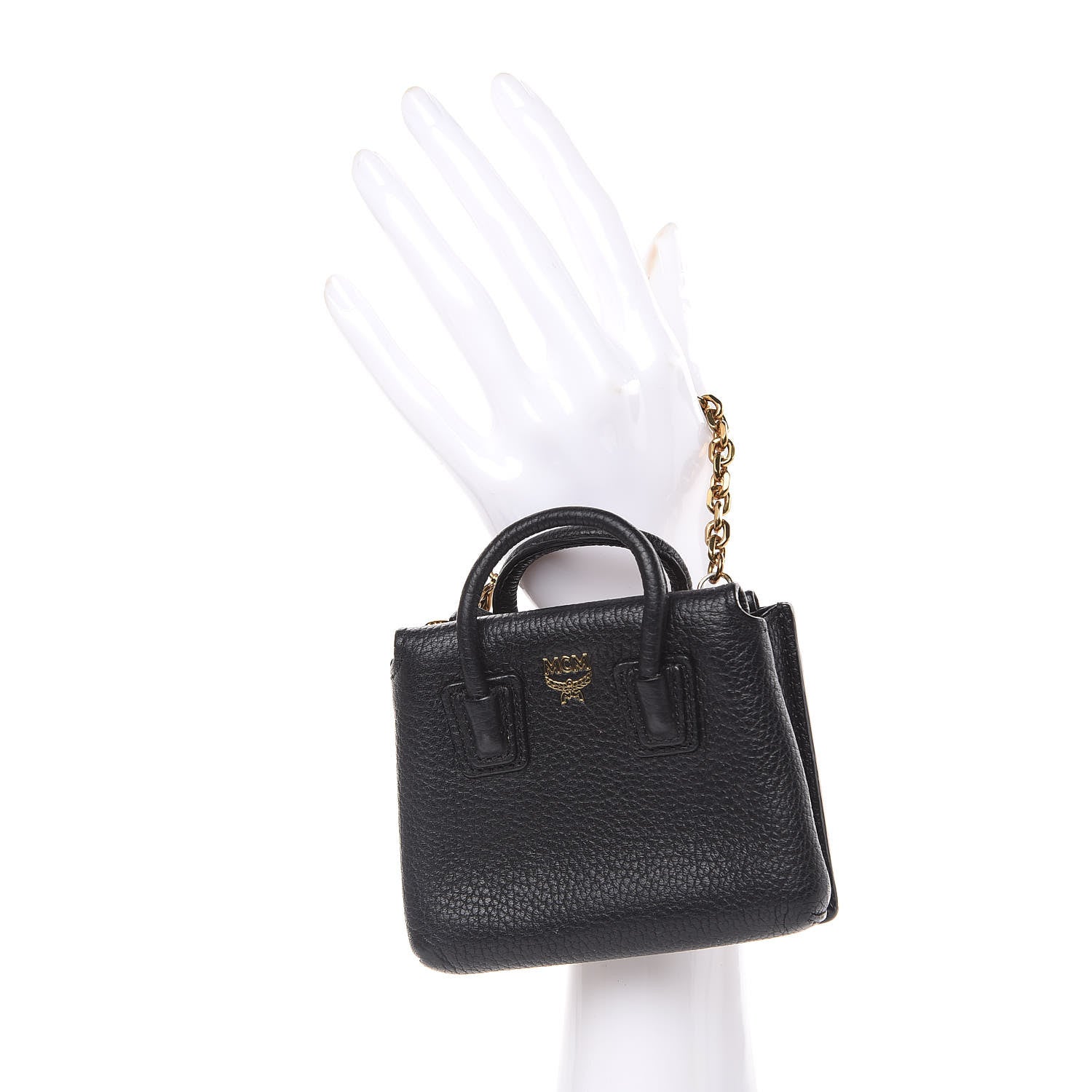 MCM Grained Calfskin Mini Milla Handbag Card Case Black 2 of 7