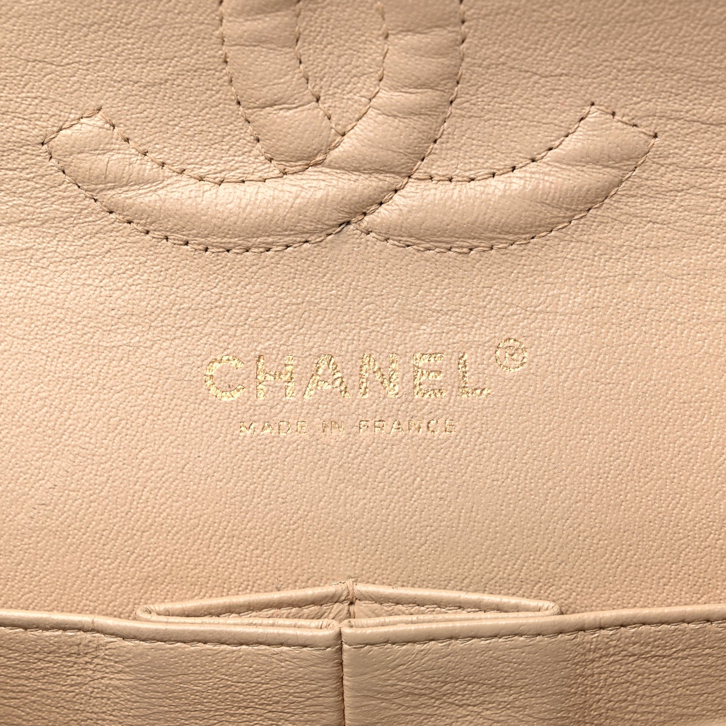 Caviar Quilted Medium Double Flap Beige