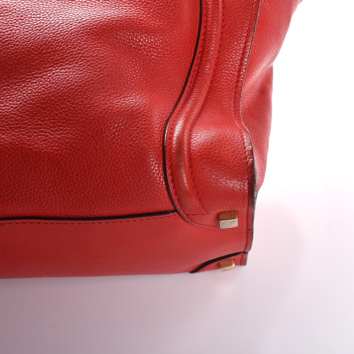Drummed Calfskin Shoulder Luggage Red