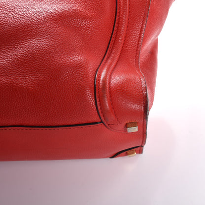 Celine Drummed Calfskin Shoulder Luggage Red 17 of 20