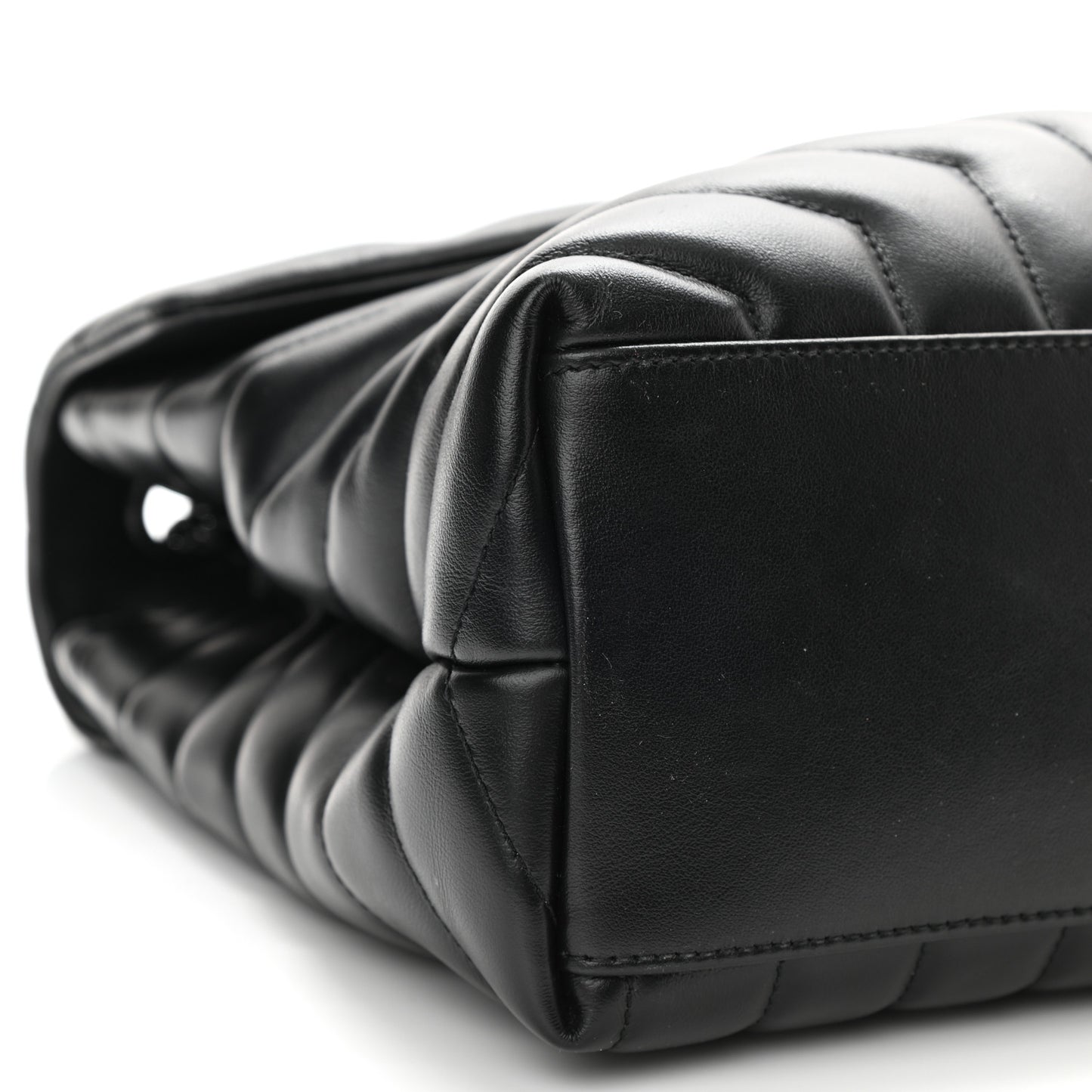 Calfskin Y Quilted Monogram Medium Loulou Chain Satchel Black