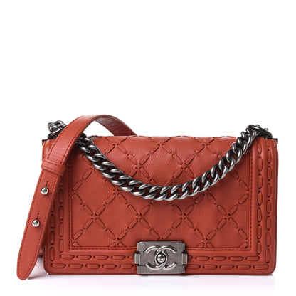 Chanel Caviar Stitched Medium Boy Flap Dark Orange 1 of 10
