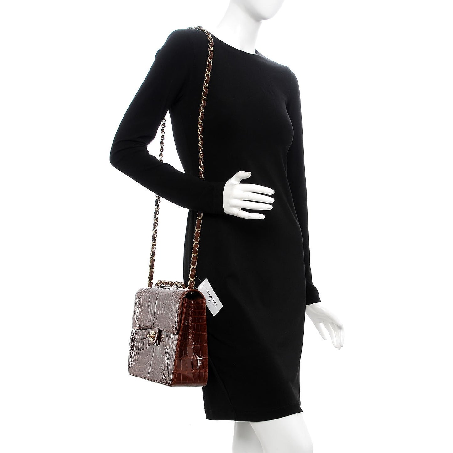 Alligator Jumbo Single Flap Dark Brown