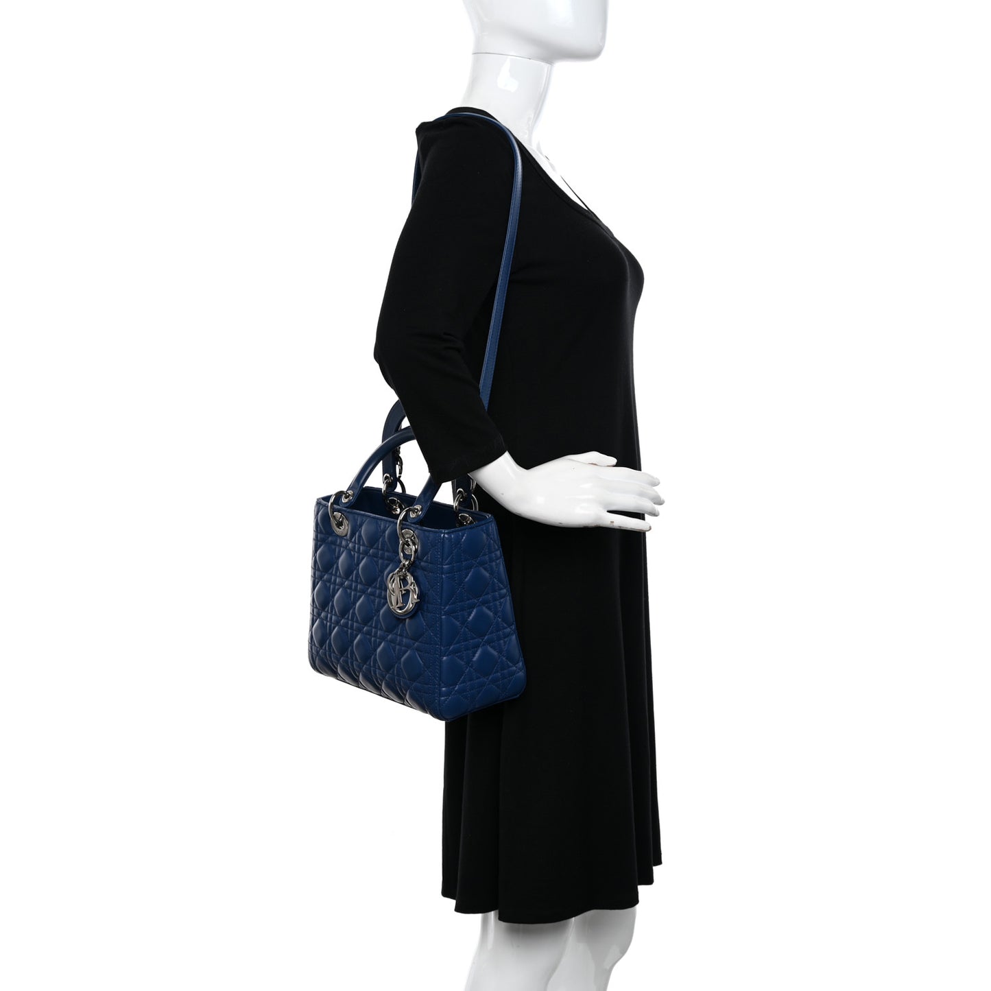 Lambskin Cannage Medium Lady Dior Blue