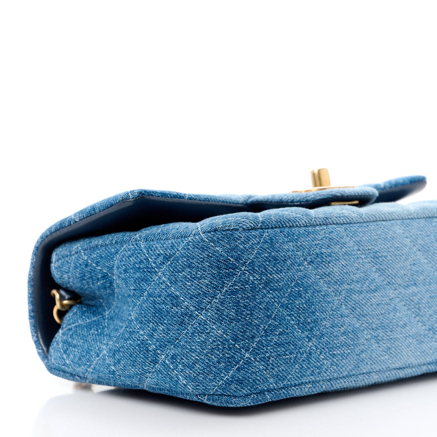 Chanel Washed Denim Quilted Mini Rectangular Flap Blue 11 of 15