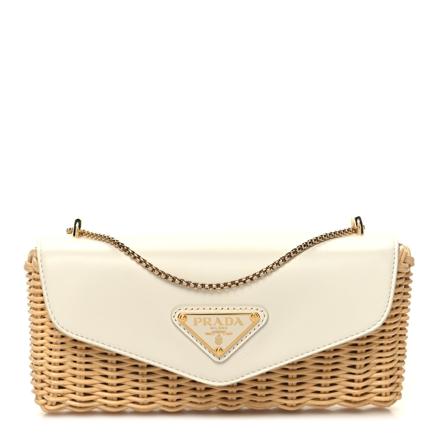 Prada Midollino City Calfskin Mini Bag Naturale White 1436649