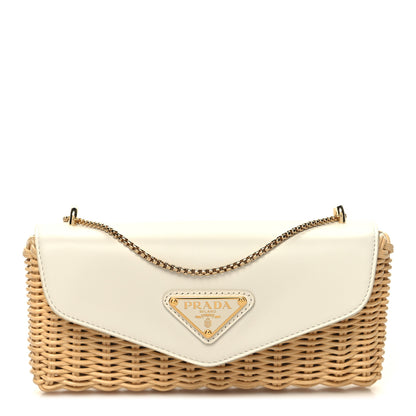 Prada Midollino City Calfskin Mini Bag Naturale White 1 of 11