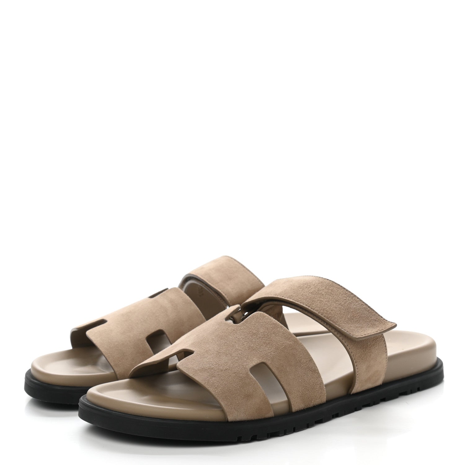 Hermes Suede Goatskin Mens Chypre Sandals 44 Vert Army 3 of 10