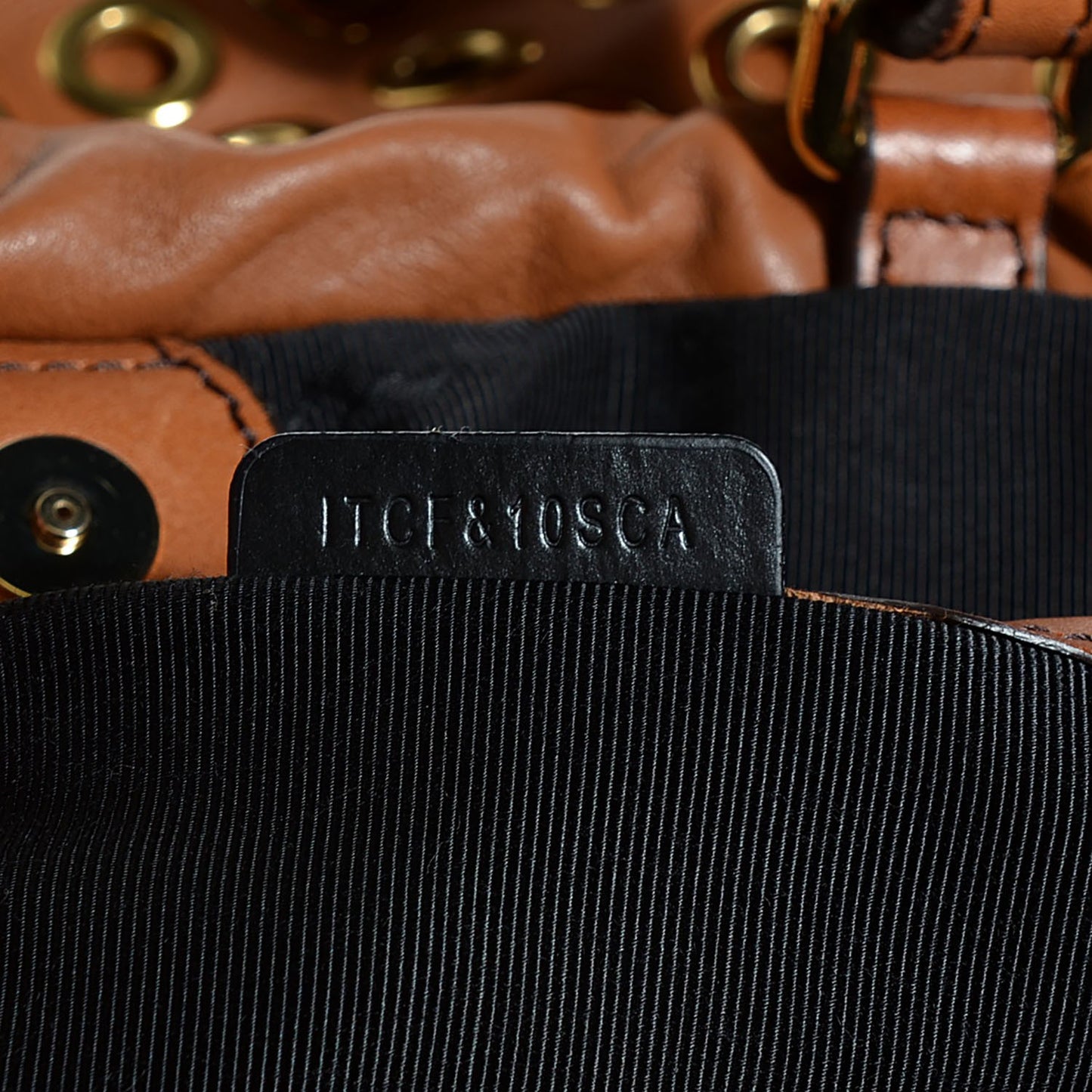 Leather Big Crush Eyelet Tote Bright Tan