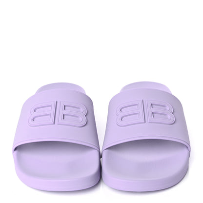 Balenciaga Rubber BB Womens Pool Slide Sandals 42 Lilac 6 of 8