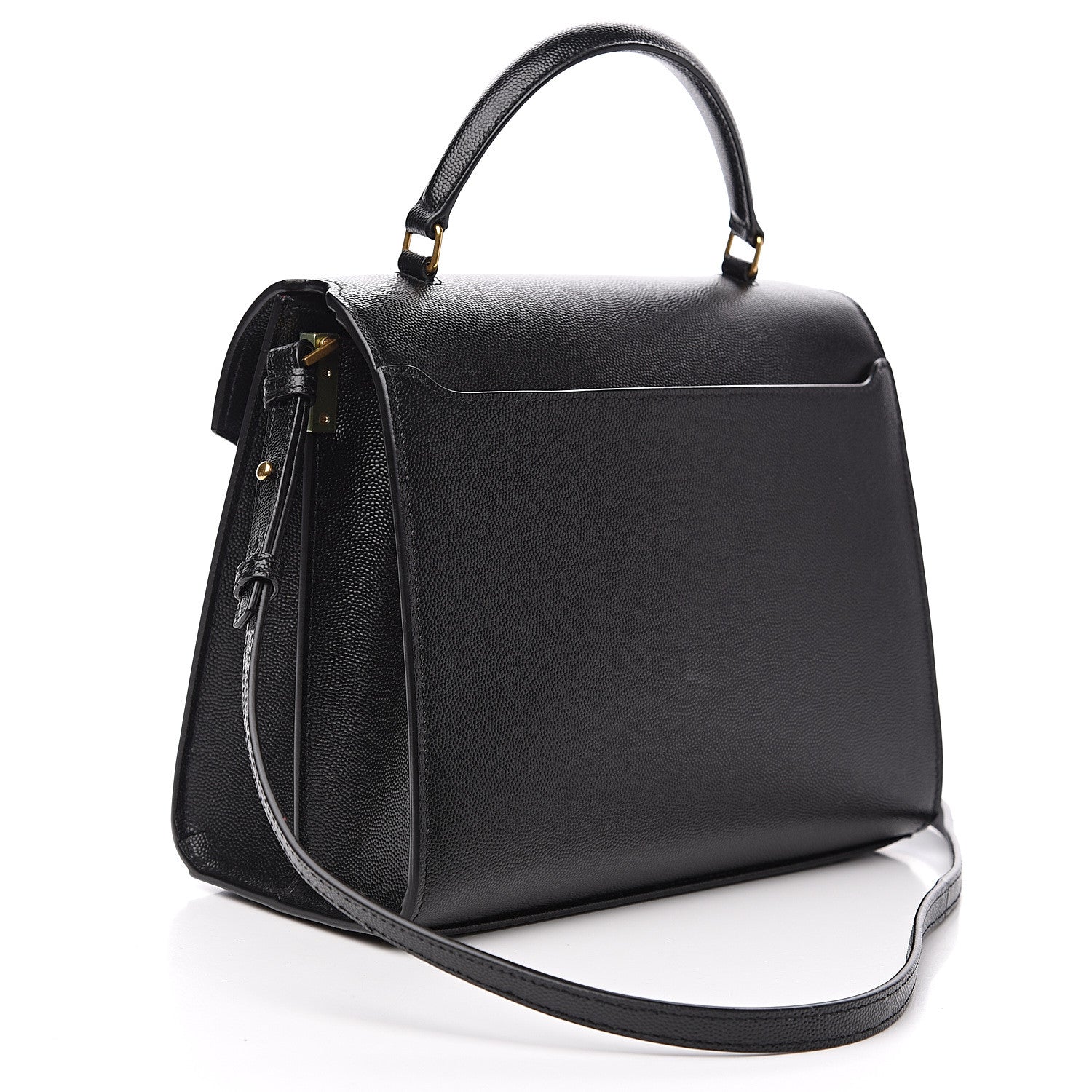 Saint Laurent Grain de Poudre Medium Classic Monogram Cassandra Top Handle Black Rouge Legion 2 of 8