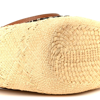 Loewe Calfskin Raffia Medium Anagram Basket Tote Bag Natural Tan 8 of 9