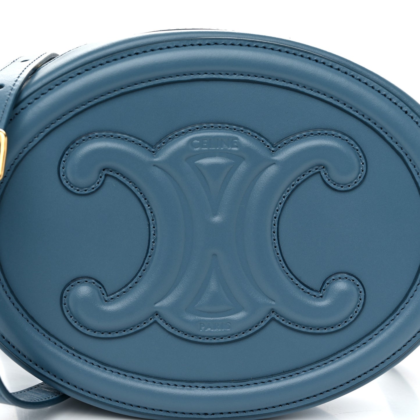 Smooth Calfskin Cuir Small Triomphe Oval Crossbody Purse Ice Blue