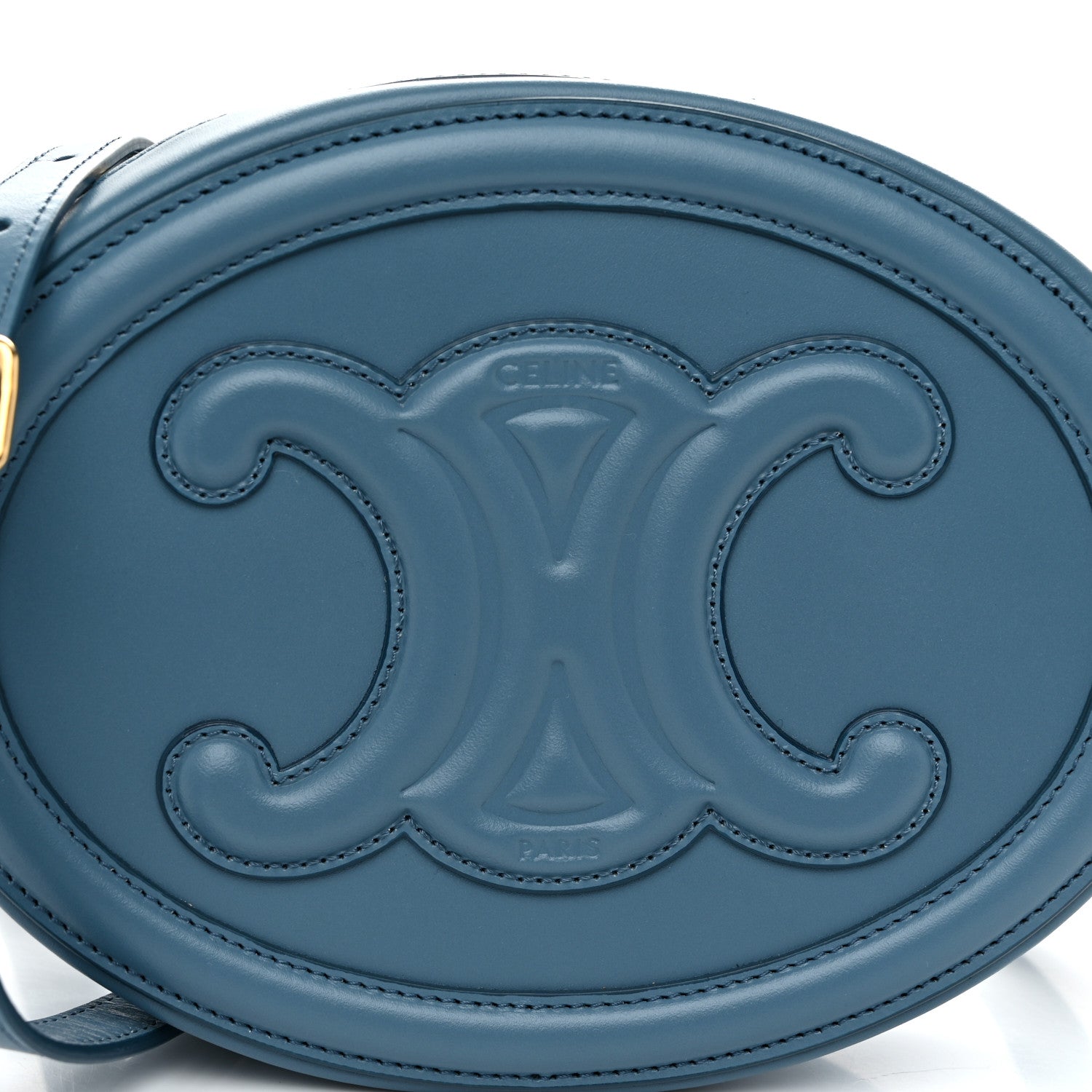 Celine Smooth Calfskin Cuir Small Triomphe Oval Crossbody Purse Ice Blue 7 of 9