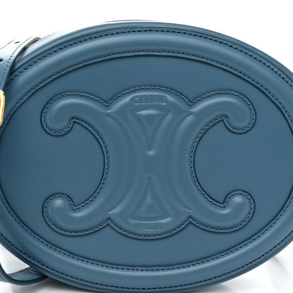 Celine Smooth Calfskin Cuir Small Triomphe Oval Crossbody Purse Ice Blue 7 of 9