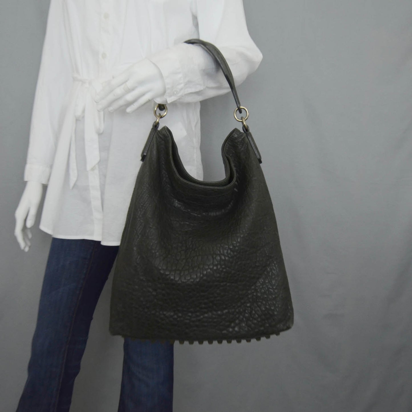 Leather Darcy Hobo Smoke Gray