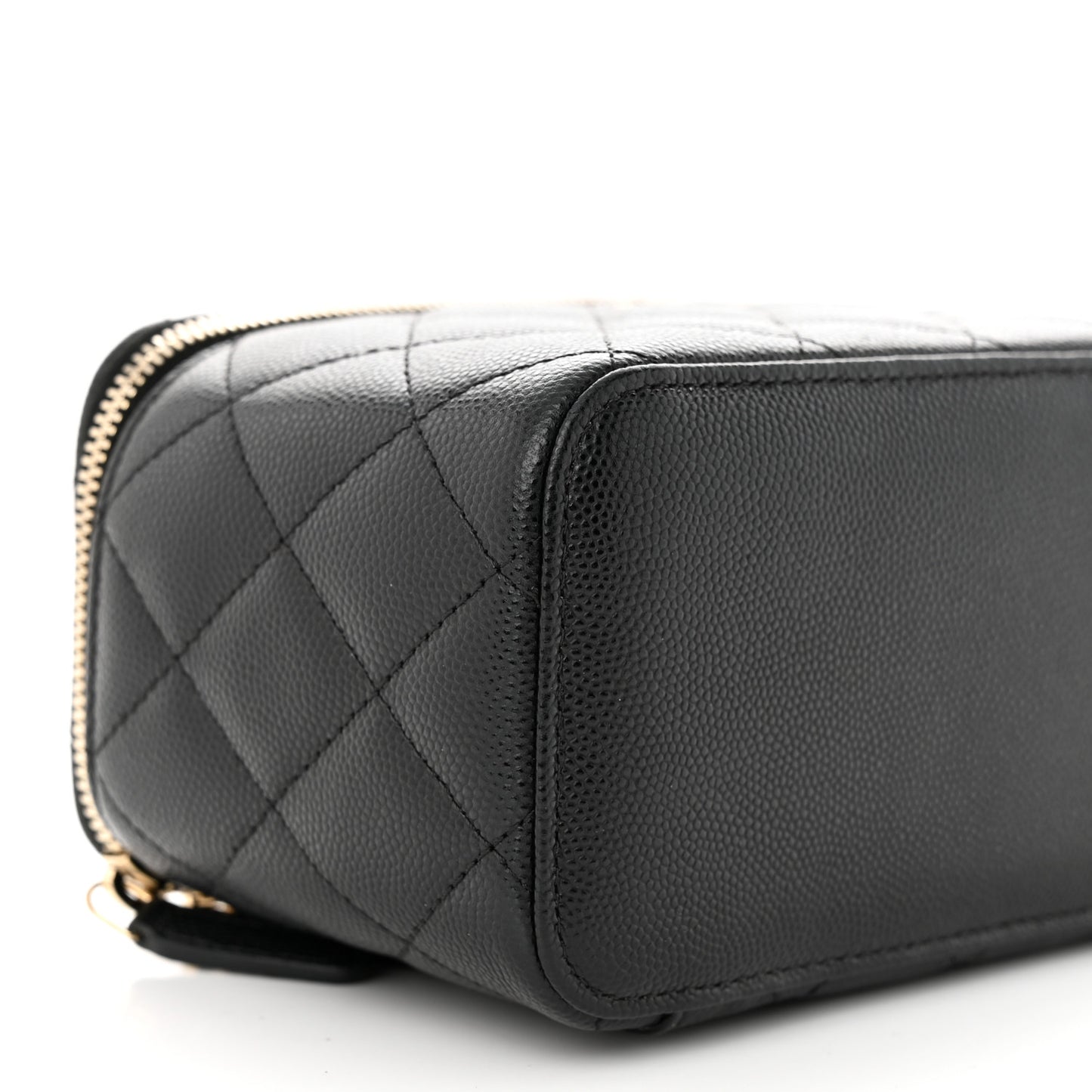 Caviar Quilted Small Vanity Case With Chain Black