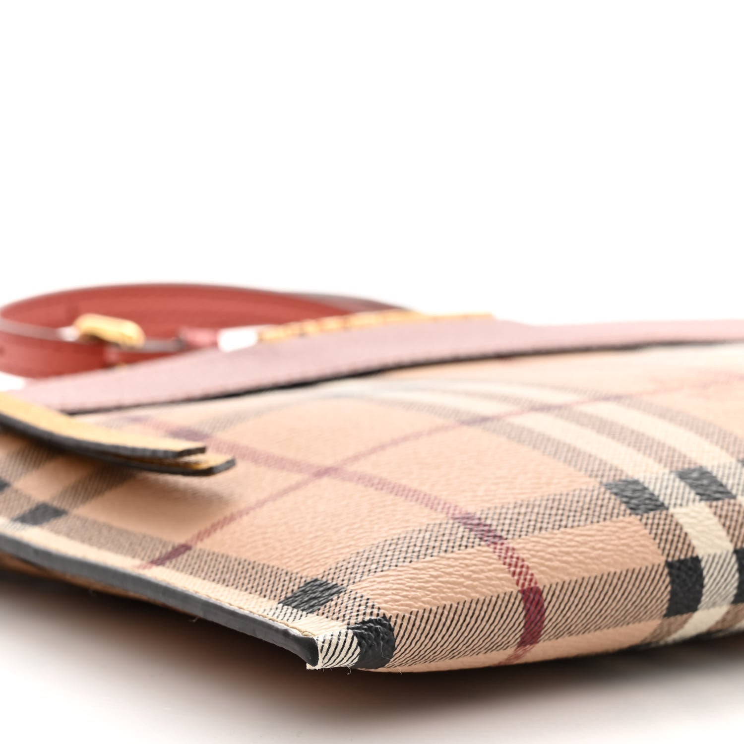 Burberry Haymarket Check Peyton Crossbody Clutch Bag Dusty Pink 10 of 11